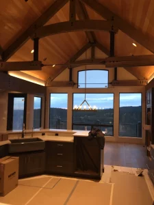 Interior of residential home living room lighting electrical install