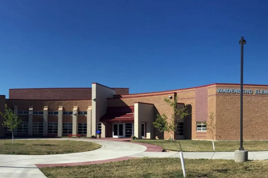 Outside of Vandenberg Elementary School in Box Elder, SD.